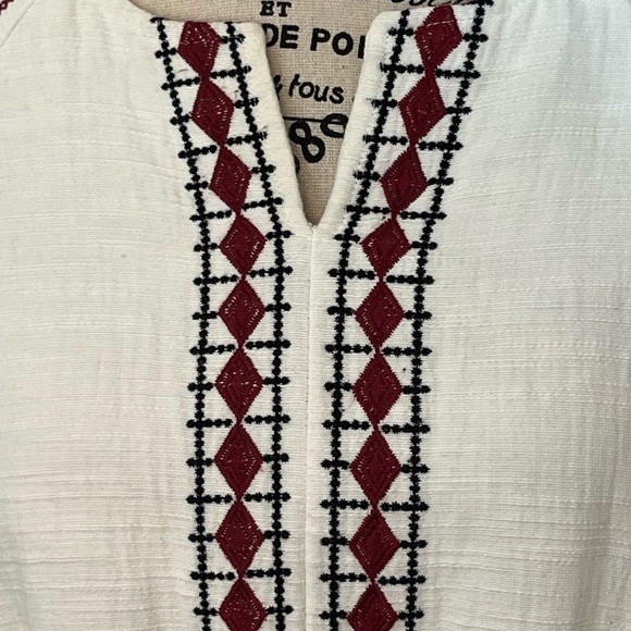 Roolee SALT Women’s Small Embroidered Boho Dress White Puff Sleeve - Picture 7 of 11